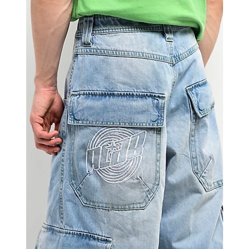 A.LAB Rave Light Blue Cargo Jeans, Size 30 - Picture 5 of 14